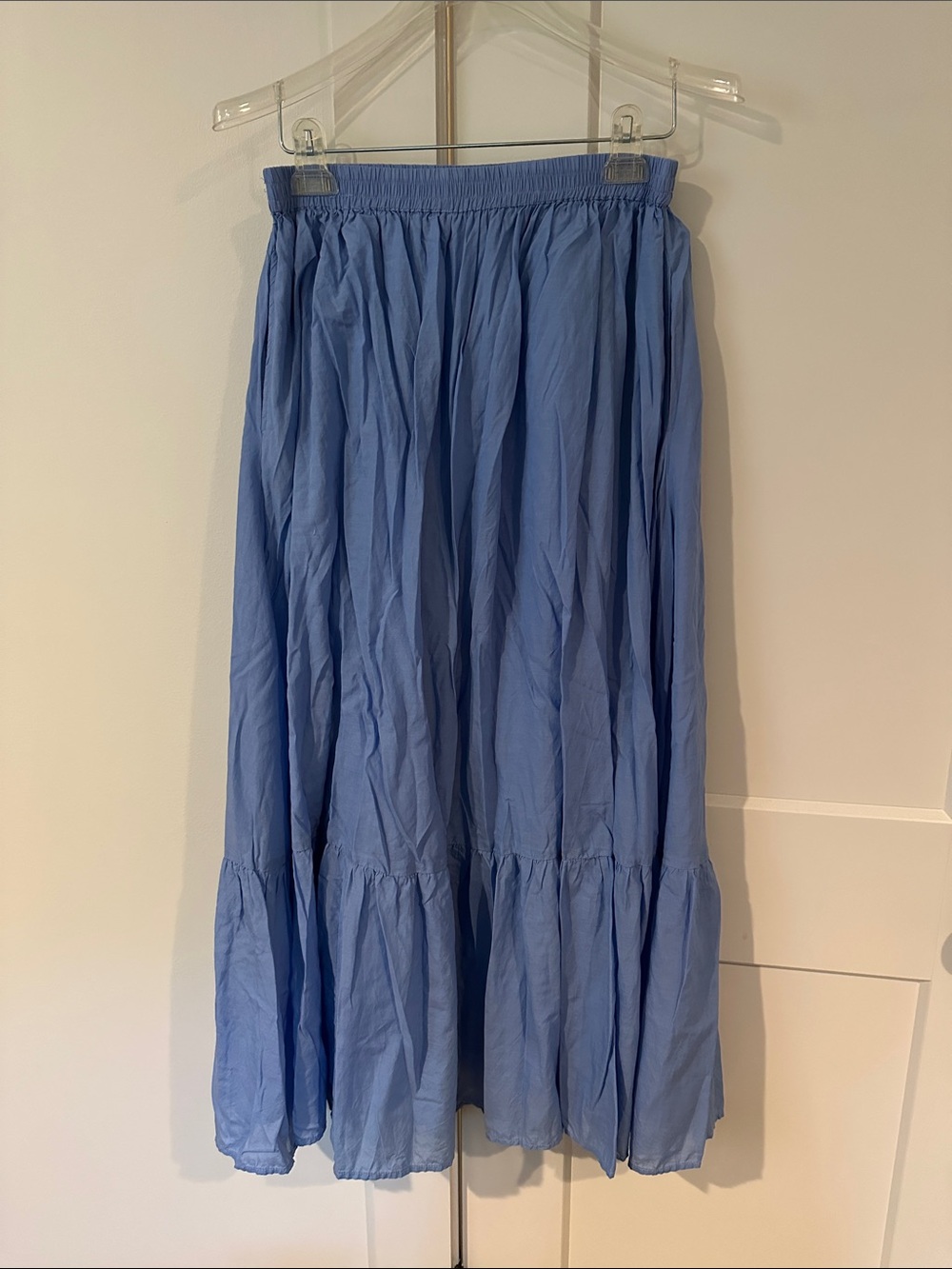 Elan Dusty Blue Tiered Maxi Skirt